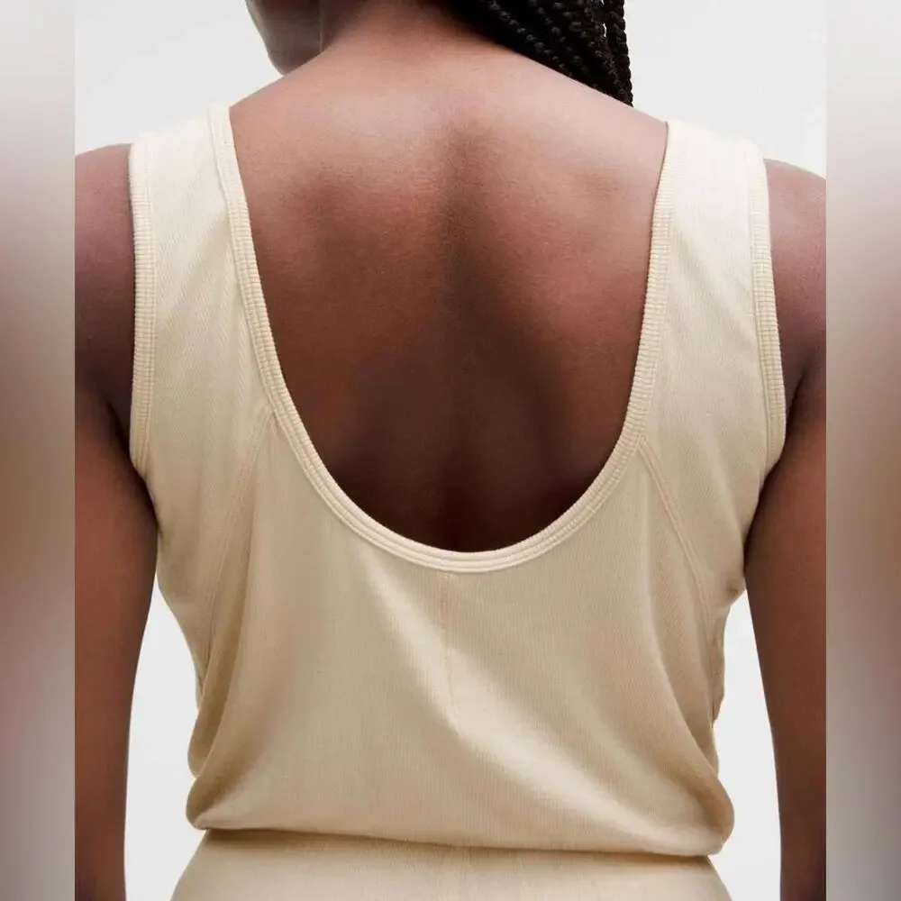 Lululemon Cropped Wide-Leg Ribbed Jumpsuit - Natural Ivory - 12